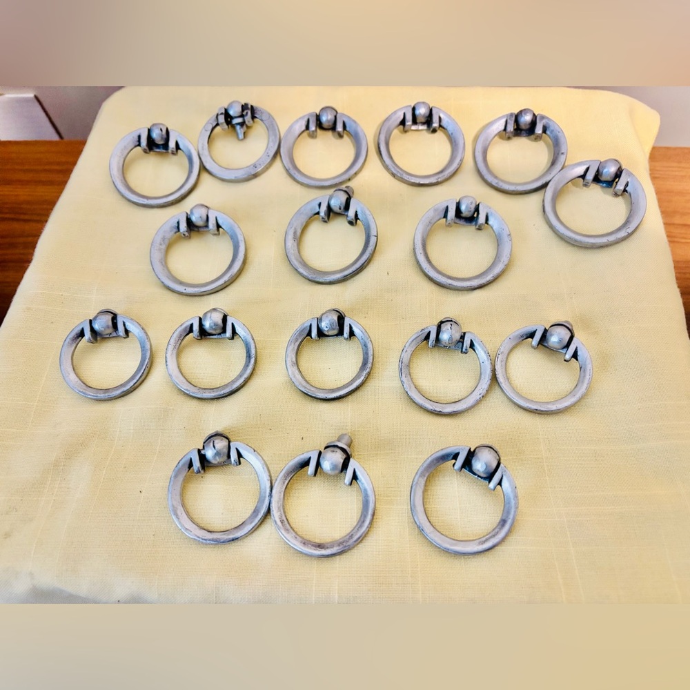 9 Two Inch And 8 One & One Half Inch Drop Ring Drawer Pulls Cabinet Hardware